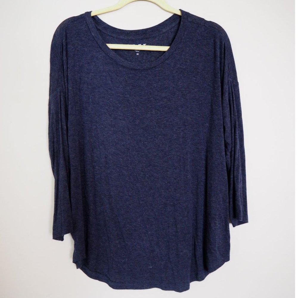 LOFT Navy Blue Dolman 3/4 Sleeve Shirt Size M